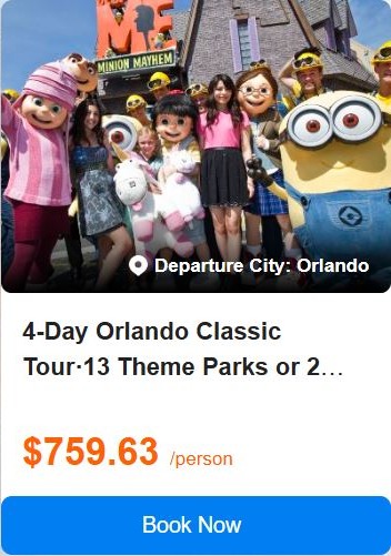 4-Day Orlando Classic Tour·13 Theme Parks or 2 Special 1-Day Tour at Your Choice 5.0 (0 reviews) Tour Code: 720846