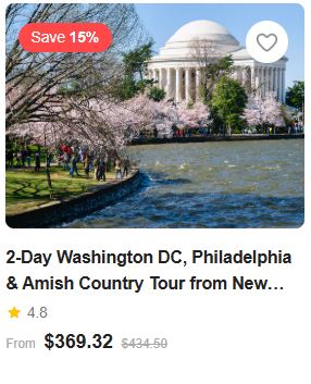 2-Day Washington DC, Philadelphia & Amish Country Tour from New York [All-Inclusive Tour] 4.8 (60 reviews) Tour Code: 598