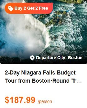 2-Day Niagara Falls Budget Tour from Boston·Round Trip from Boston 5.0 (14 reviews) Tour Code: 720858