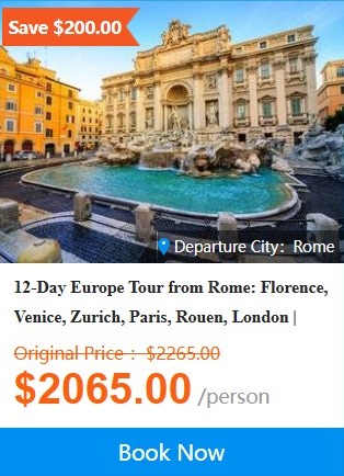 12-Day Europe Tour from Rome: Florence, Venice, Zurich, Paris, Rouen, London | Hotel Breakfast Included | Ticket Admission Included 4.7 (4 reviews) Tour Code: 232144