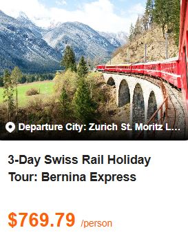 3-Day Swiss Rail Holiday Tour: Bernina Express 5.0 (0 reviews) Tour Code: 334678