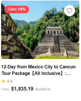 12-Day from Mexico City to Cancun Tour Package【All Inclusive】: Puebla | Oaxaca | Tuxtla Gutierrez | Palenque | Campeche **Airport Pick-up in Mexico | Breakfasts and Admission Included** 4.4 (37 reviews) Tour Code: 670575