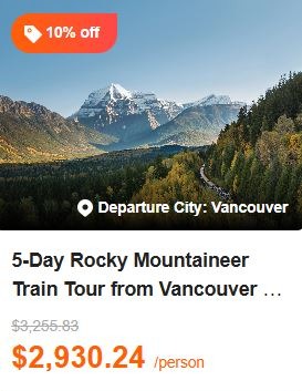 5-Day Rocky Mountaineer Train Tour from Vancouver to Calgary: Banff, Lake Louise, Johnston Canyon, Columbia Icefield, Yoho and Calgary | Admission of National Park 5.0 (1 reviews) Tour Code: 664041