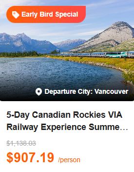 5-Day Canadian Rockies VIA Railway Experience Summer Tour from Vancouver: Banff, Yoho and Jasper National Park 4.2 (2 reviews) Tour Code: 279171