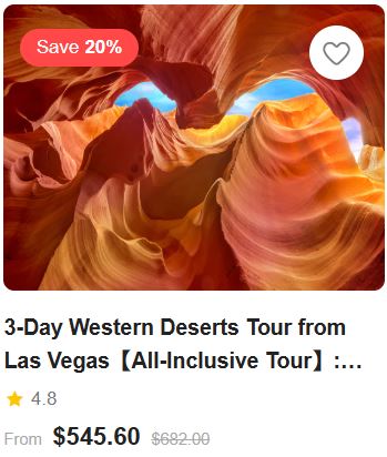 3-Day Western Deserts Tour from Las Vegas【All-Inclusive Tour】: Grand Canyon, Antelope Canyon, Bryce Canyon & Zion National Park 4.8 (335 reviews) Tour Code: 82399