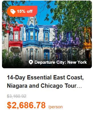 14-Day Essential East Coast, Niagara and Chicago Tour from New York: Boston, Montreal, Quebec, Ottawa, Toronto, Detroit, Chicago | Hotel Breakfast Included 5.0 (0 reviews) Tour Code: 710031