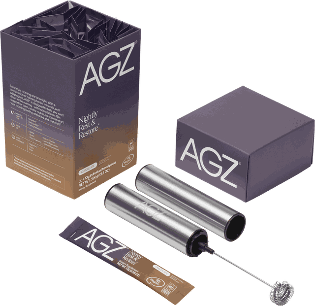 AGZ Nightly Sleep Support, 30-count pack with frother
