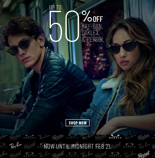 Up To 50% OFF RayBan, Oakley And Persol 