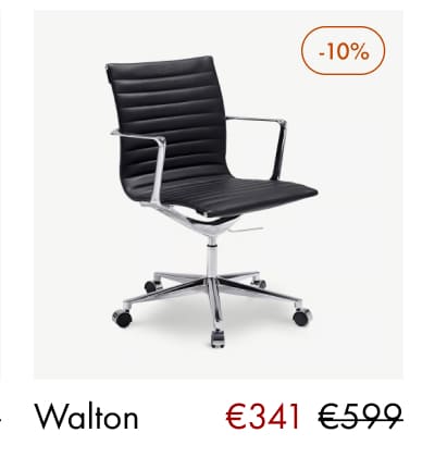 Walton chair in black leather, €341 (was €599),