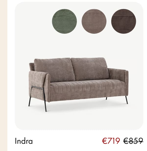 Indra sofa in taupe, now €719, was €859.