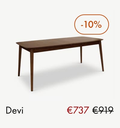 Devi walnut extendable dining table