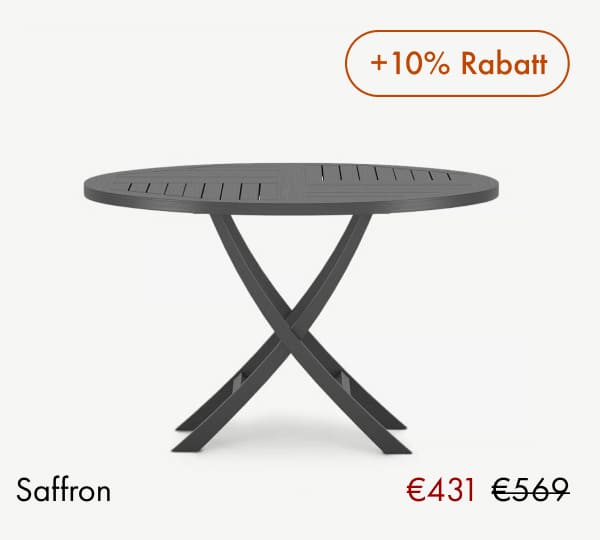 Saffron round grey outdoor dining table