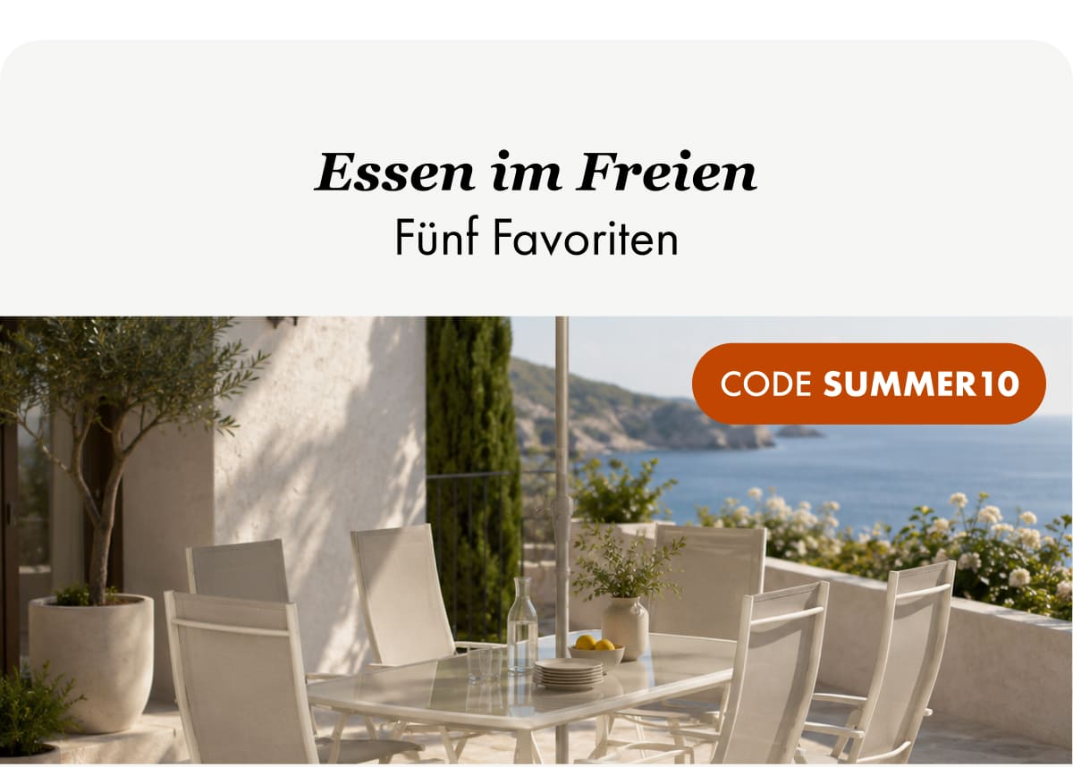 Outdoor dining, five pieces," coastal patio table scene, code SUMMER10