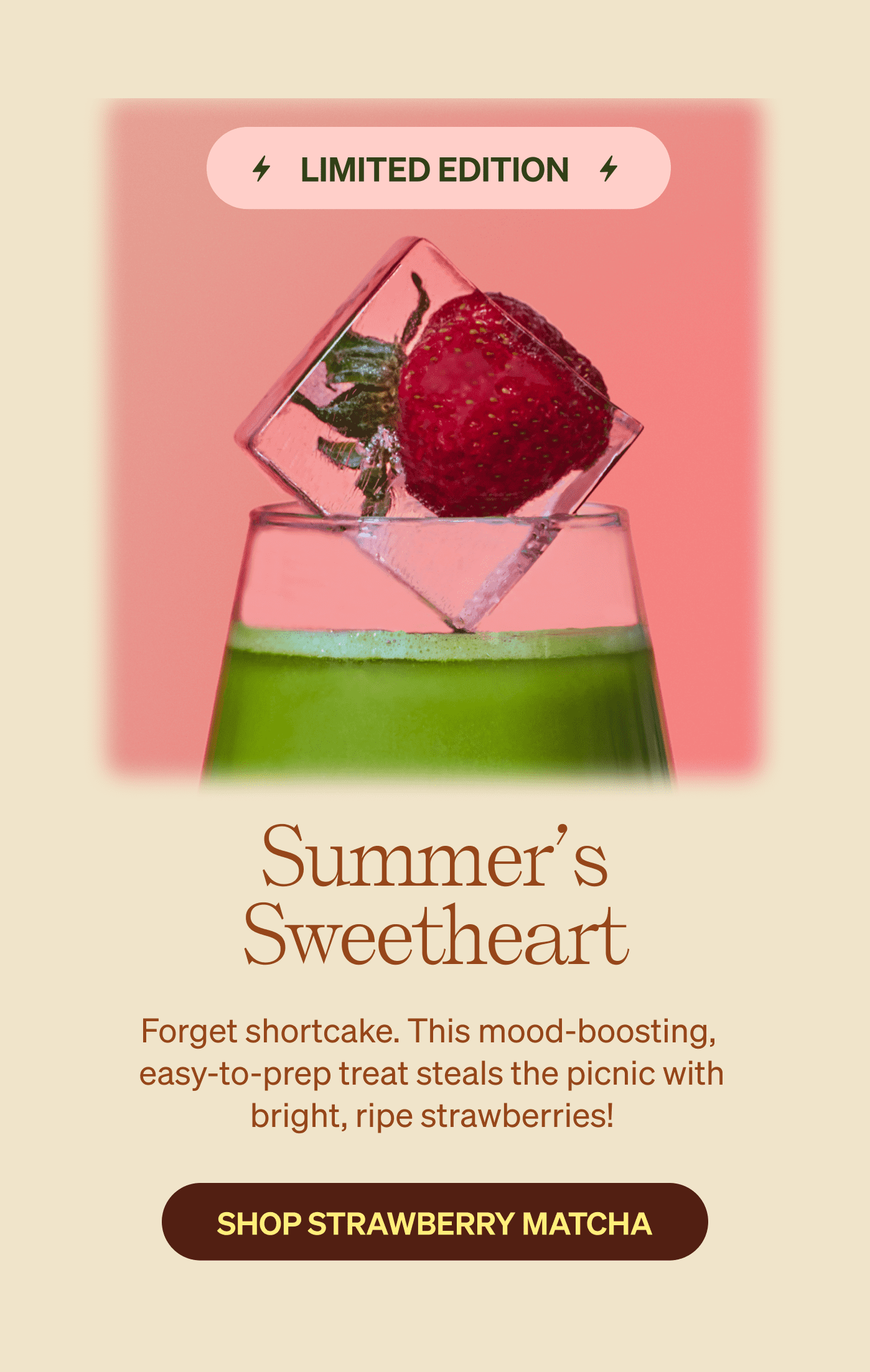 Summer's Sweetheart | Forget shortcake. This mood-boosting,  easy-to-prep treat steals the picnic with bright, ripe strawberries!