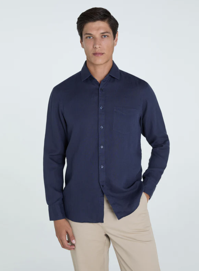 Navy Linen Shirt