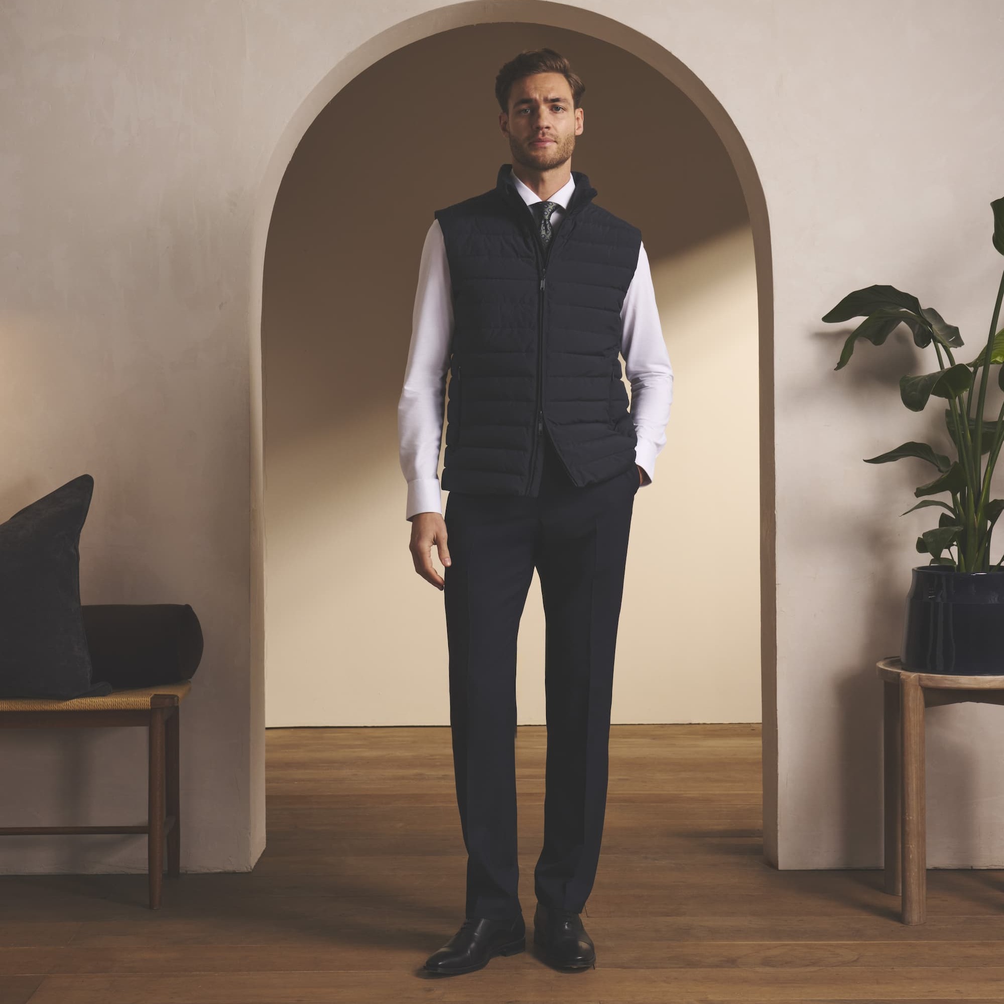 White Shirt + Suit Trouser