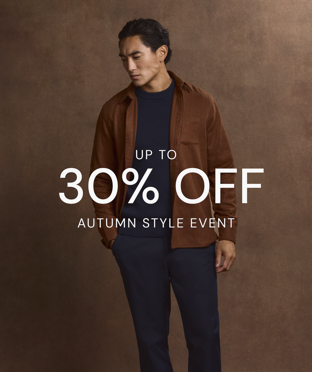 man with rust overshirt