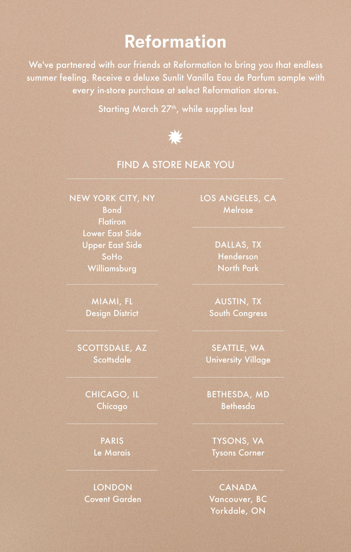 Reformation - Find A Store Near You