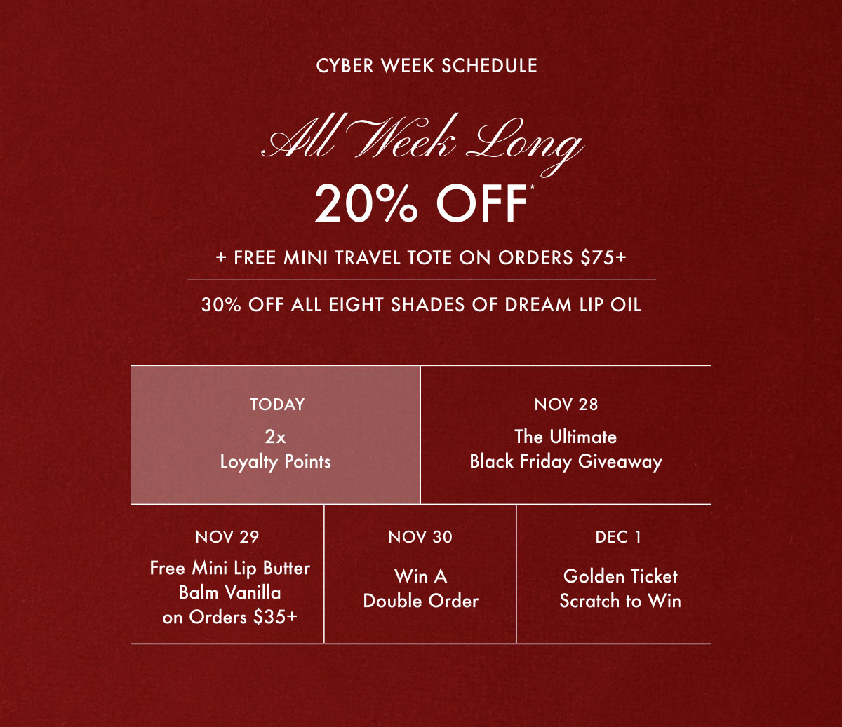 20 Percent Off All Week Long