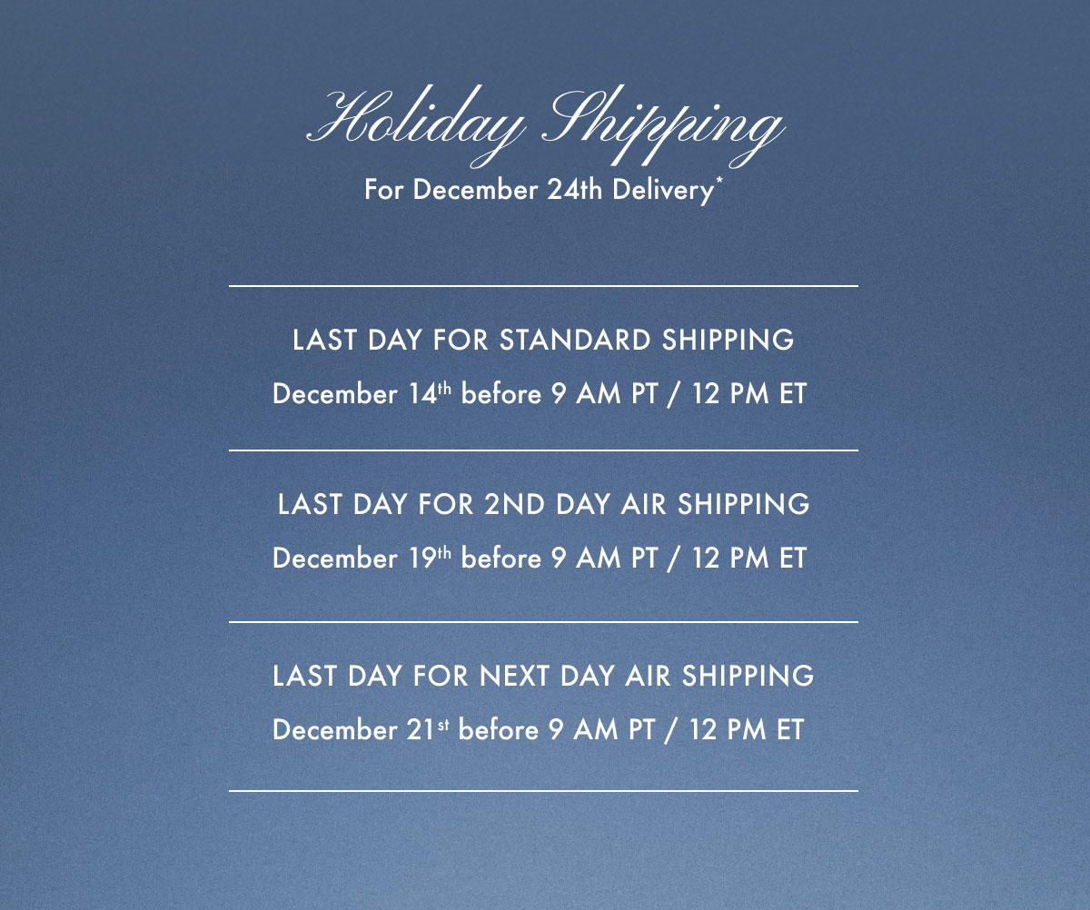 Holiday Shipping For December 24th Delivery