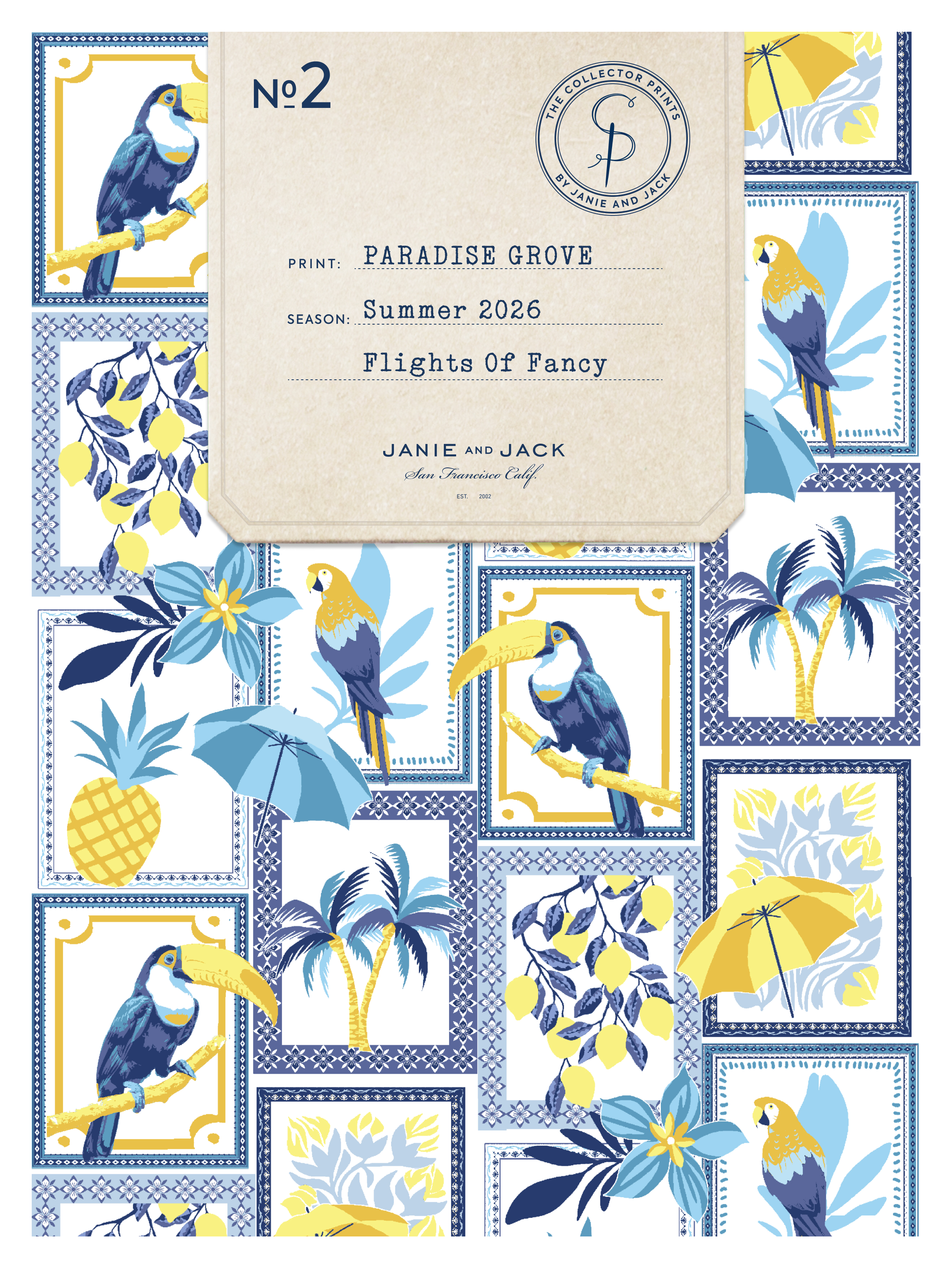 No2 - THE COLLECTOR PRINTS BY JANIE AND JACK - PRINT: PARADISE GROVE - SEASON: Summer 2026 - Flights Of Fancy - JANIE AND JACK - San Francisco Calif. - EST. 2002