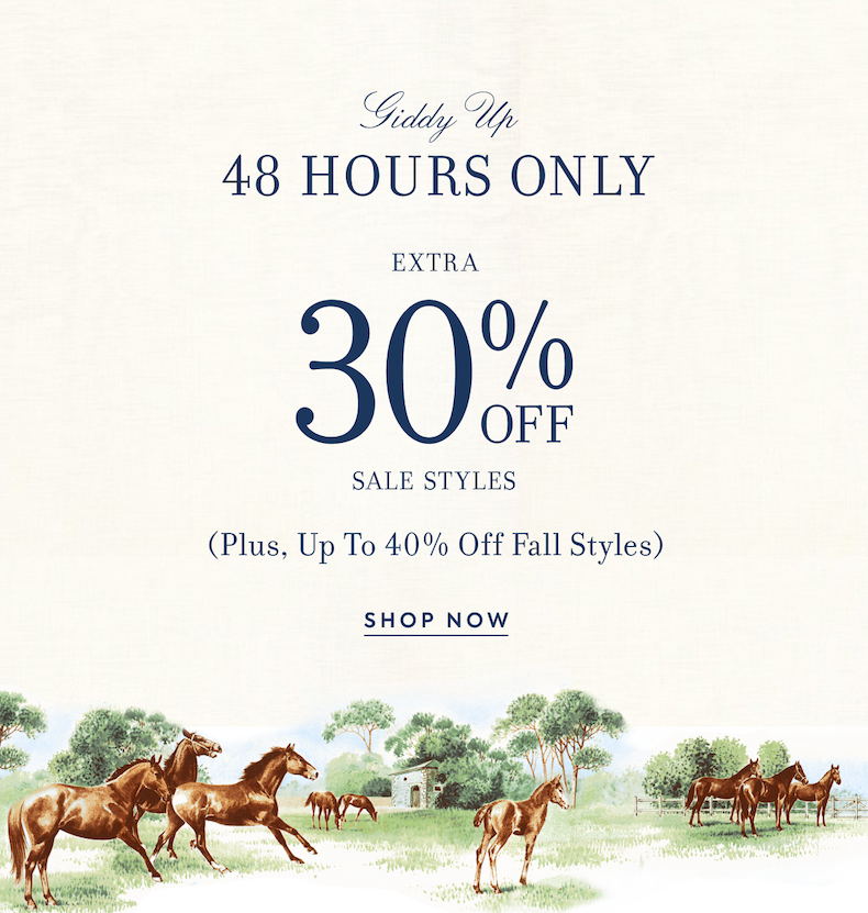 48 HOURS ONLY EXTRA 30% OFF SALE STYLES PLUS UP TO 40% OFF FALL STYLES
