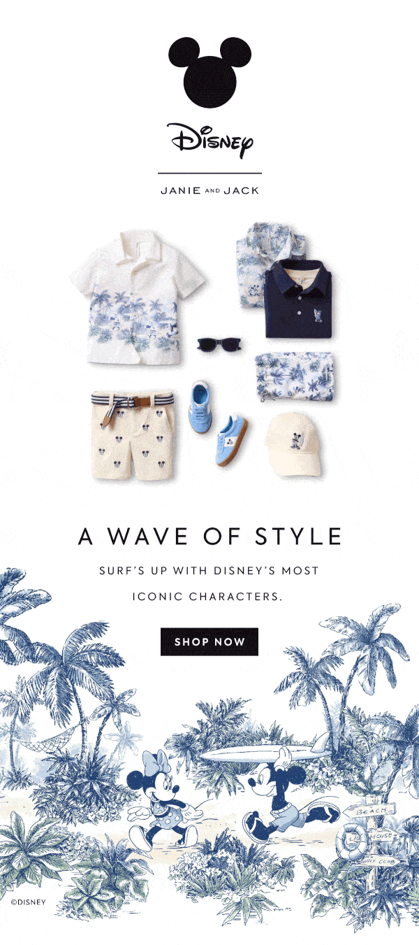 JANIE AND JACK A WAVE OF STYLE SURF'S UP WITH DISNEY'S MOST ICONIC CHARACTERS