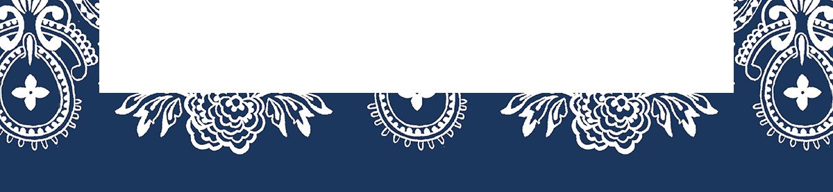 Decorative blue and white paisley border pattern