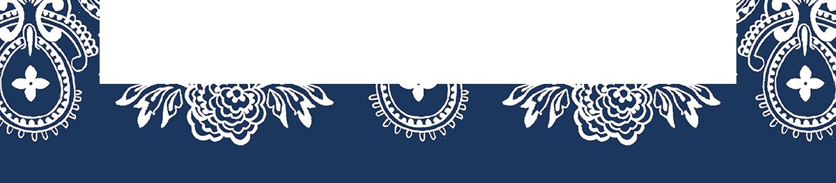 Decorative blue and white paisley pattern border