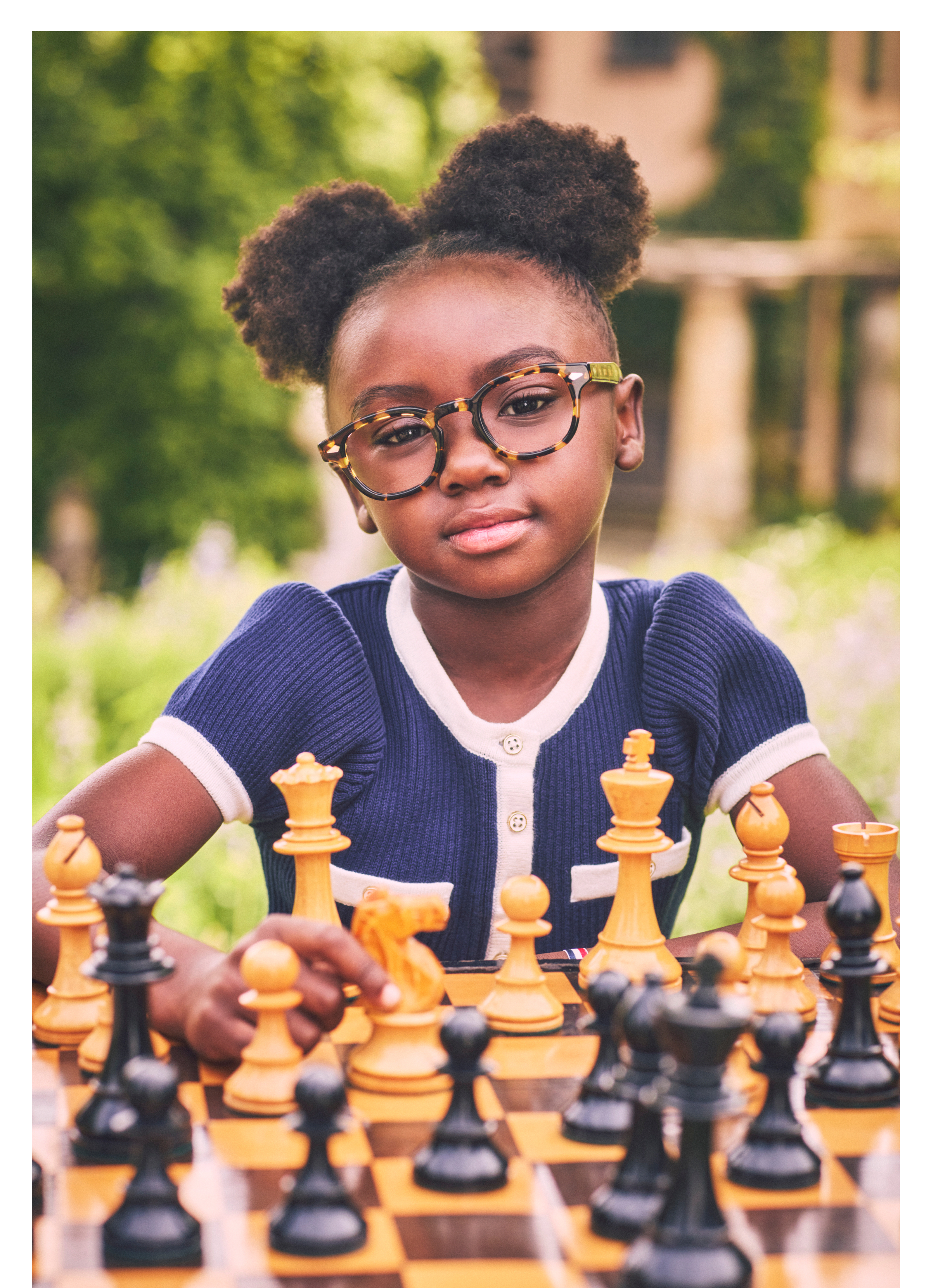 Girl playing chess