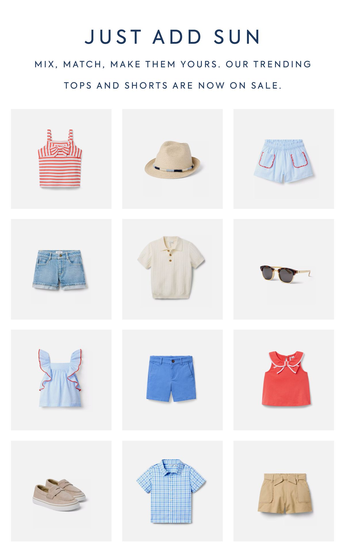 JUST ADD SUN: Mix, match, make them yours. Our trending tops&nbsp;and shorts are now on sale.