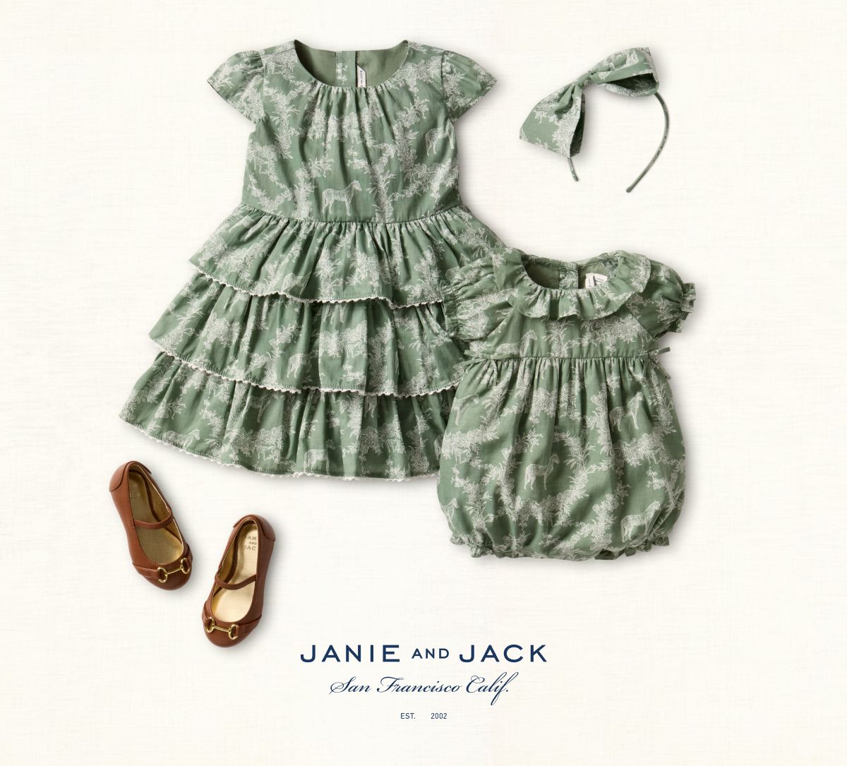 The Horse Toile Ruffle Dress