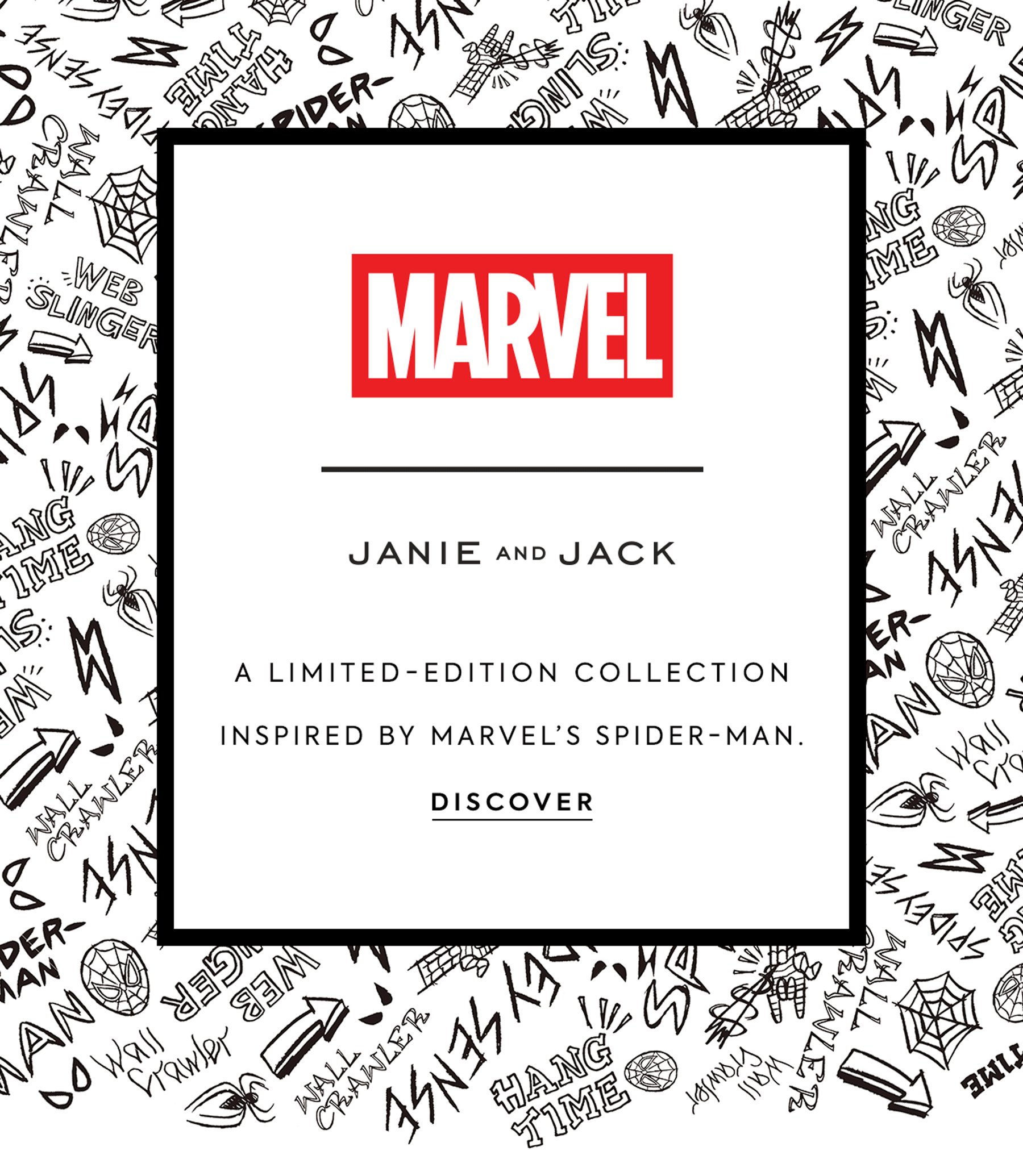 MARVEL - JANIE AND JACK - A LIMITED-EDITION COLLECTION INSPIRED BY MARVEL'S SPIDER-MAN. - DISCOVER - WEB SLINGER - WALL CRAWLER - HANG TIME - SPIDER-MAN - SLINGER - S - M