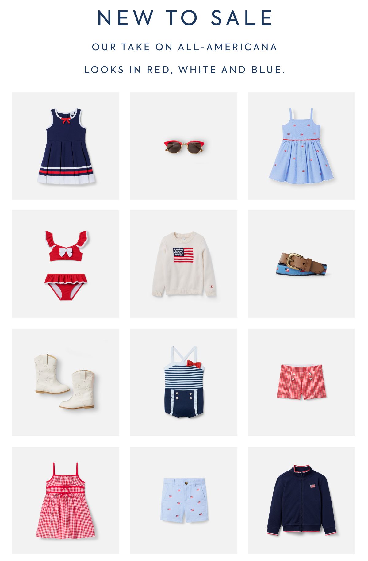 NEW TO SALE - OUR TAKE ON ALL-AMERICANA - LOOKS IN RED, WHITE AND BLUE.