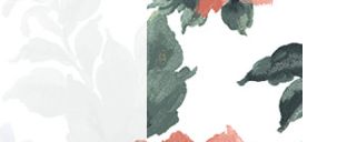 Floral pattern with green leaves and coral flowers