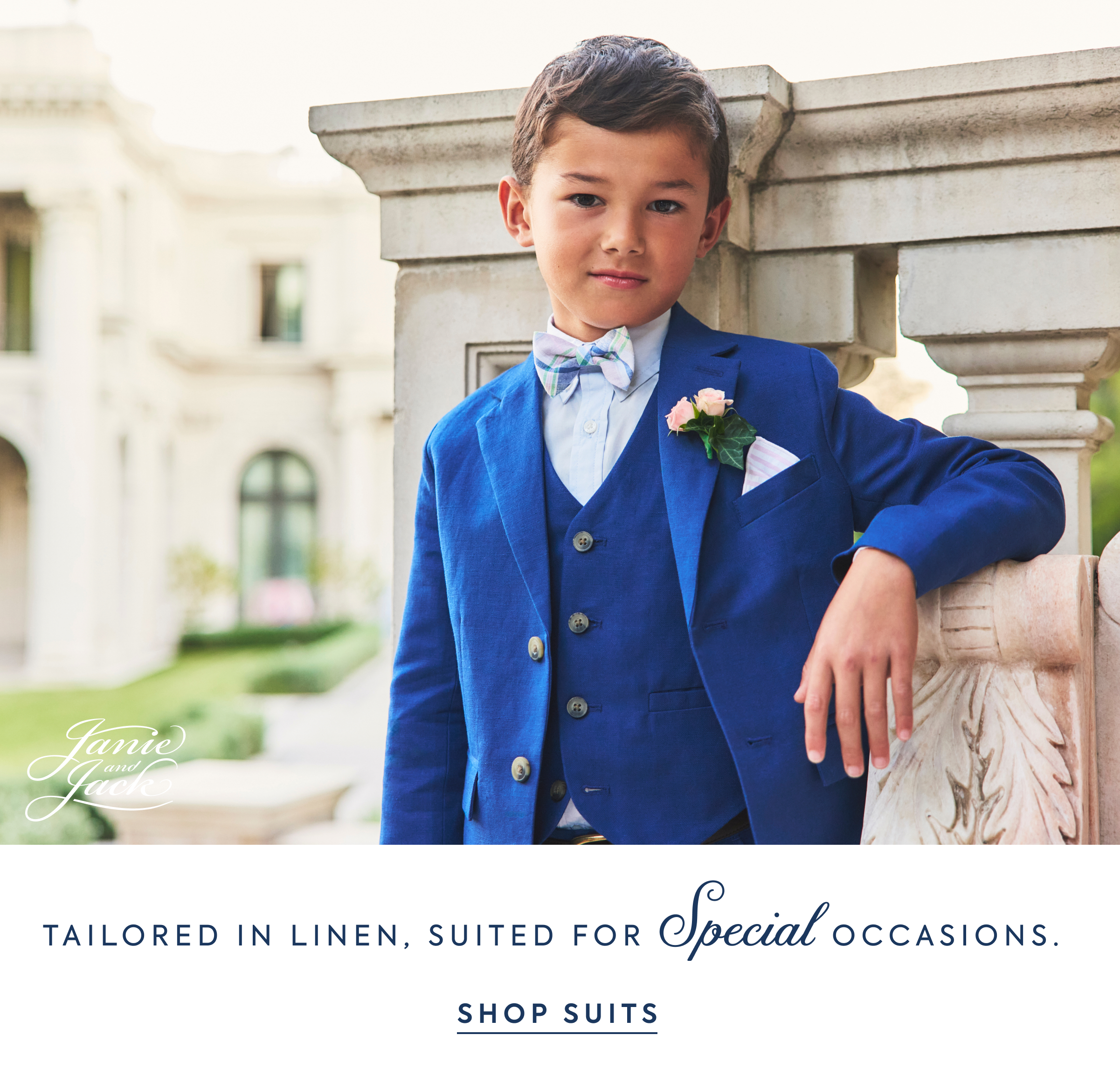 Tailored in linen, suited for special occasions.