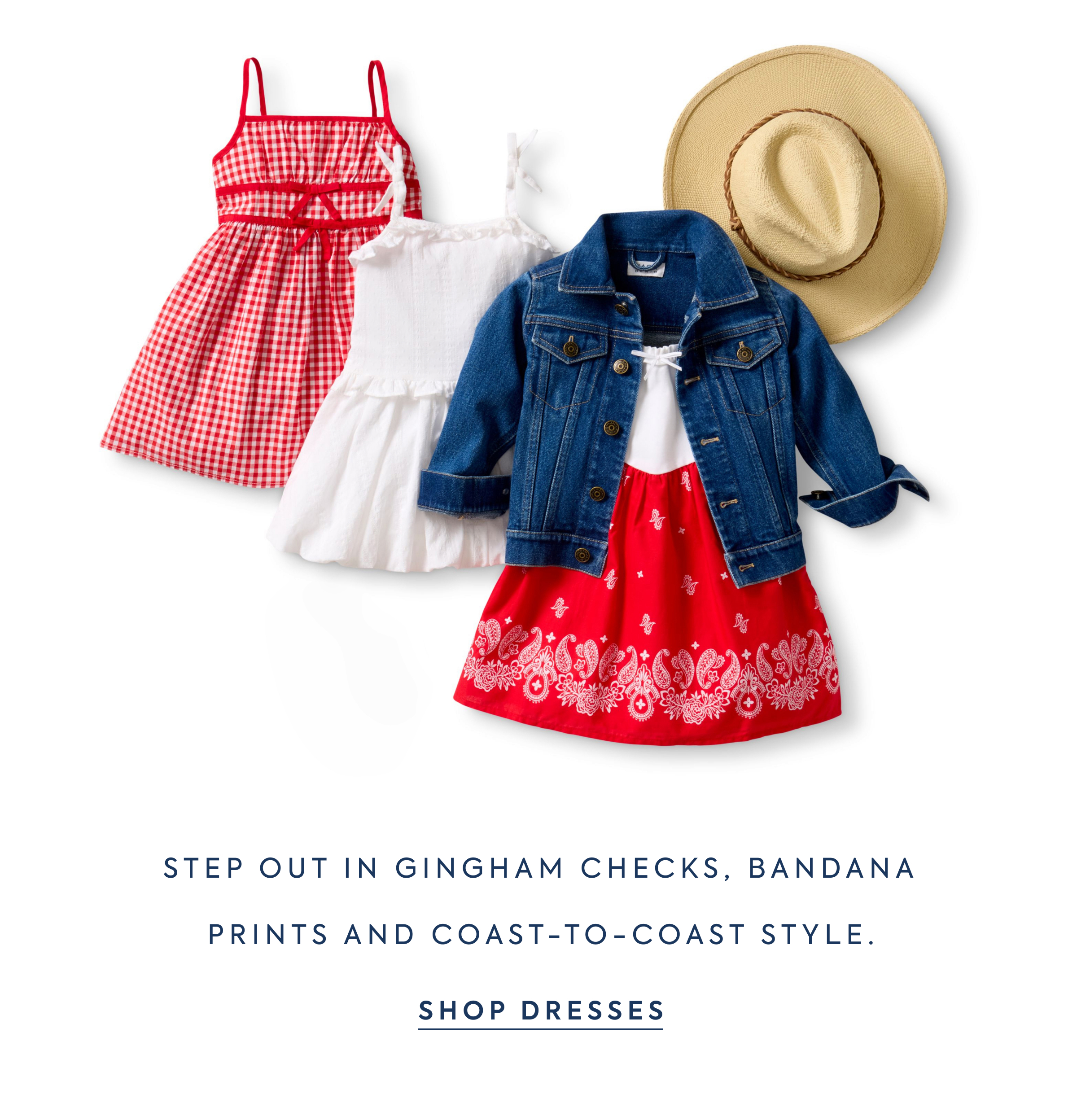 STEP OUT IN GINGHAM CHECKS, BANDANA PRINTS AND COAST-TO-COAST STYLE. - SHOP DRESSES