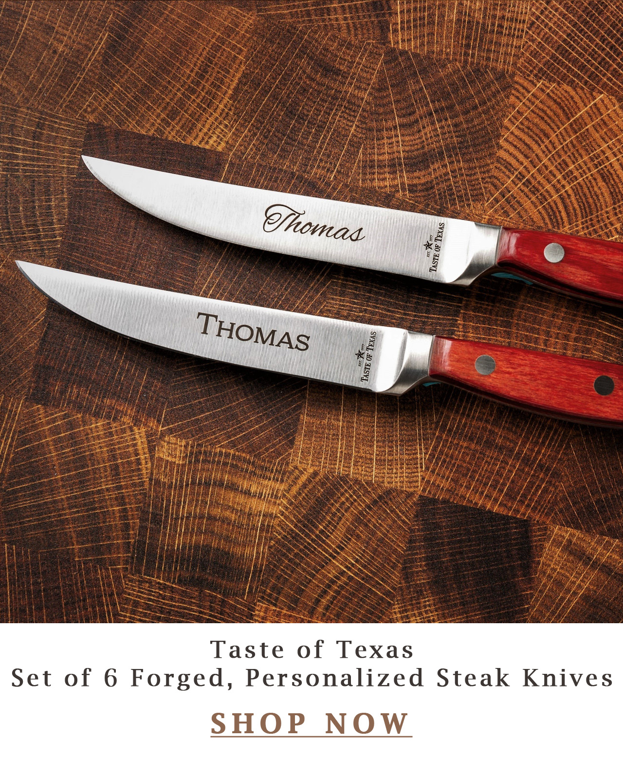 Set of 6 Forged, Personalized Steak Knives