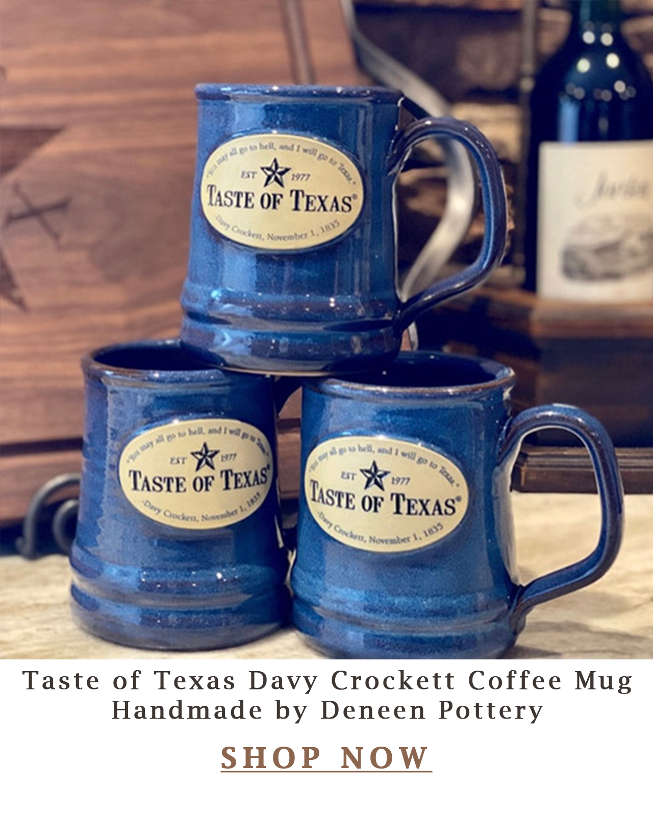 Davy Crockett Coffee Mug Handmade by Deneen Pottery