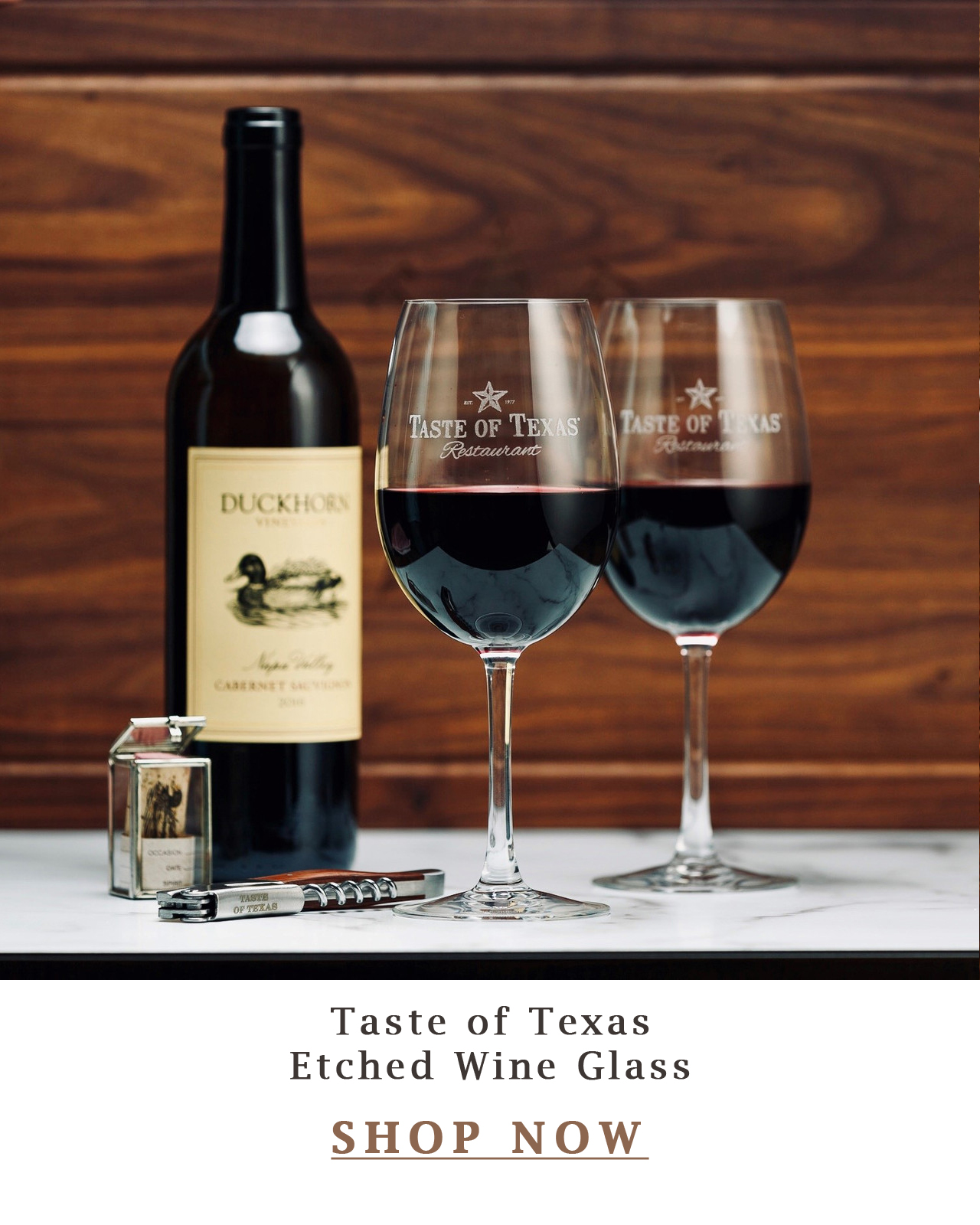 Taste of Texas Etched Wine Glass