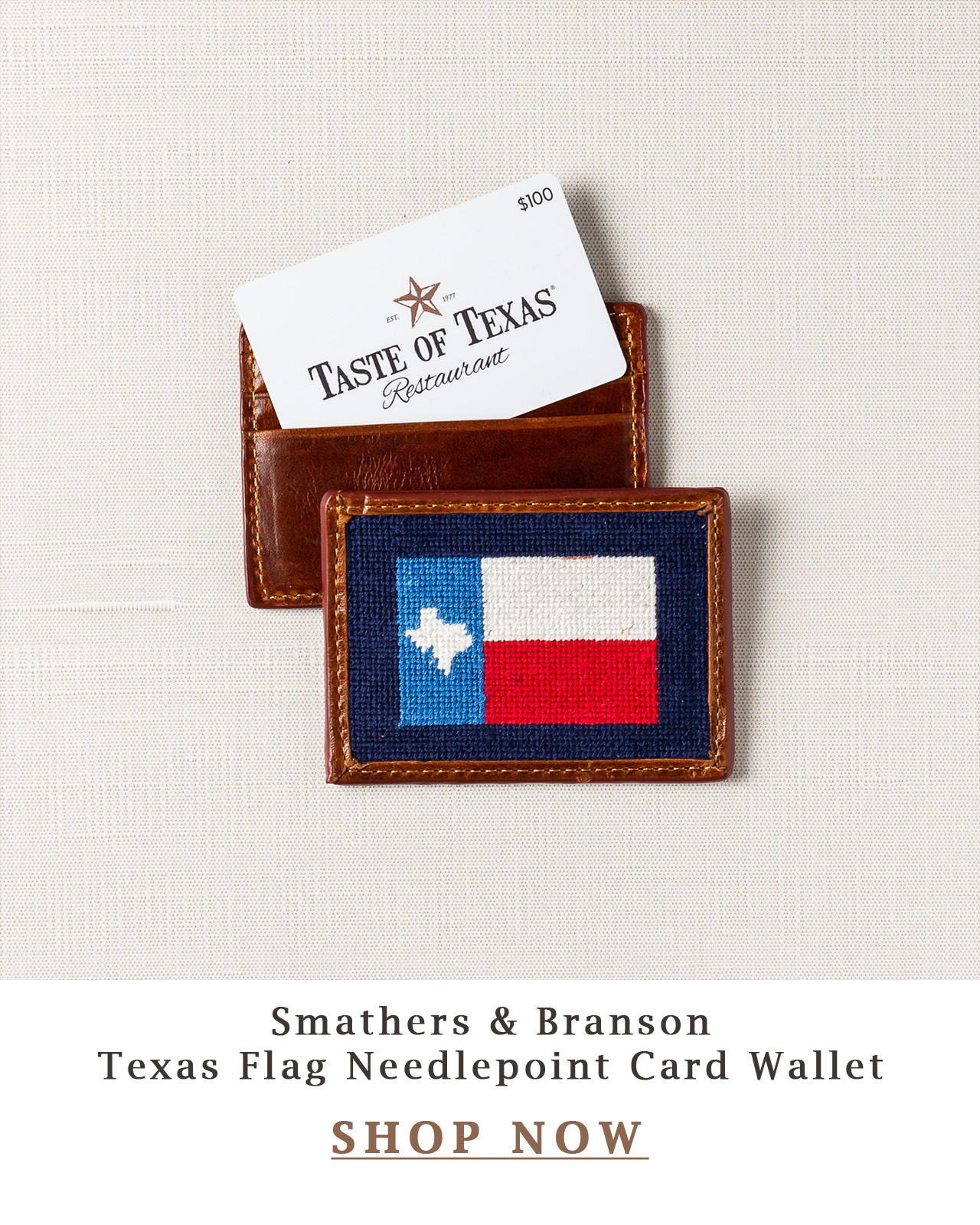 Texas Flag Needlepoint Card Wallet