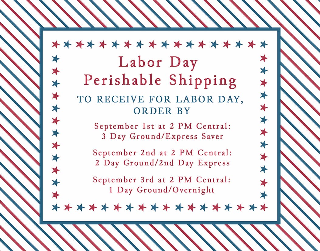 Labor Day Perishable Shipping Schedule