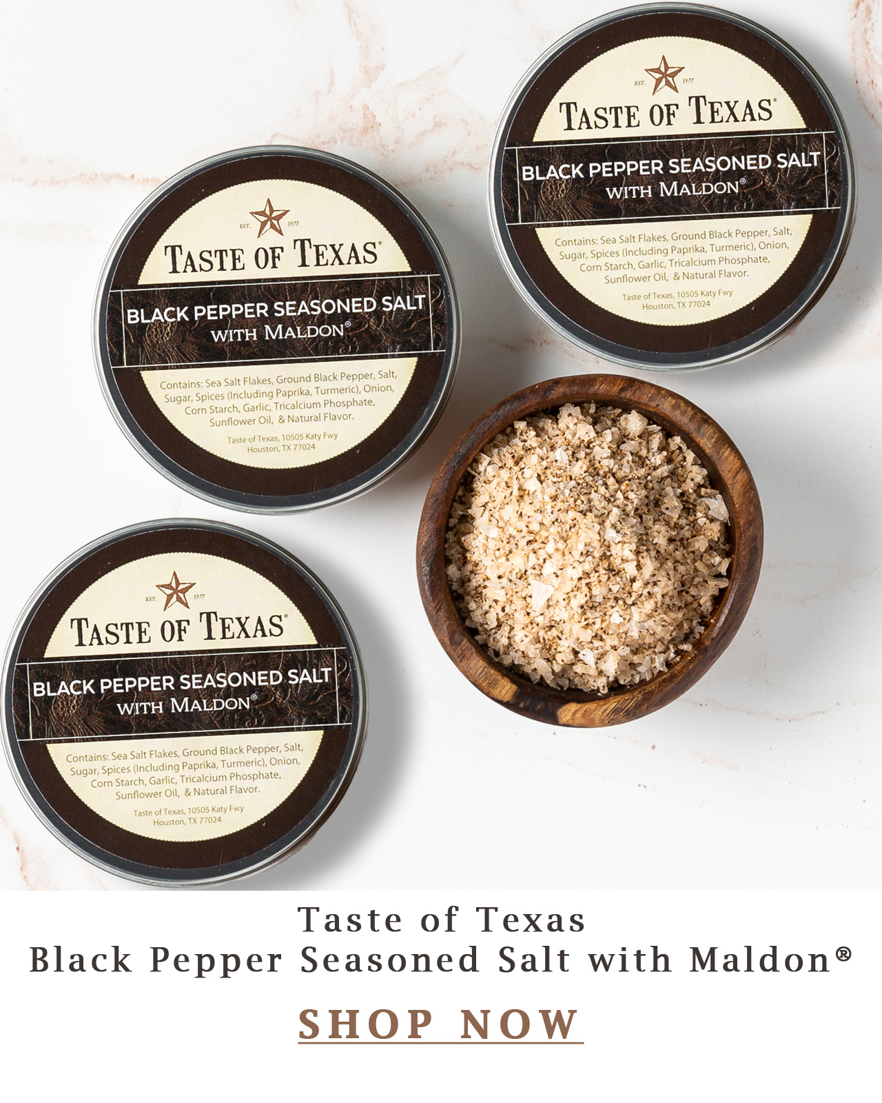 Taste of Texas Black Pepper Seasoned Salt with Maldon