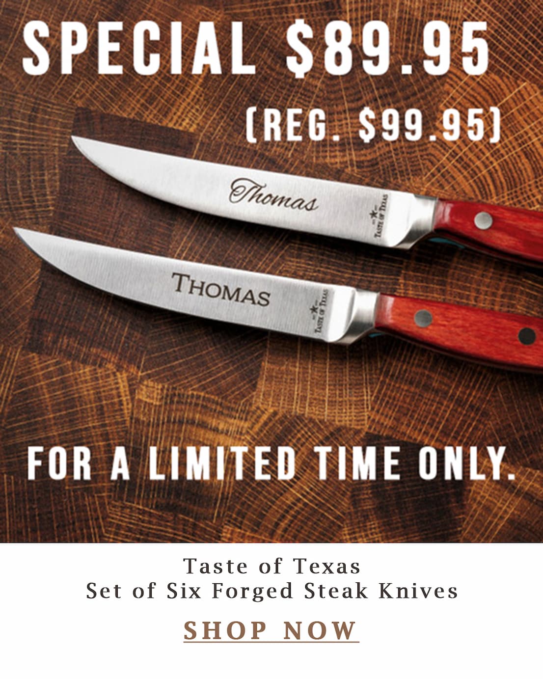 Taste of Texas Set of Six Forged Steak Knives