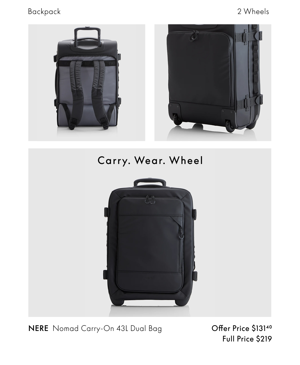 NERE Nomad Carry-On 43L Dual Bag