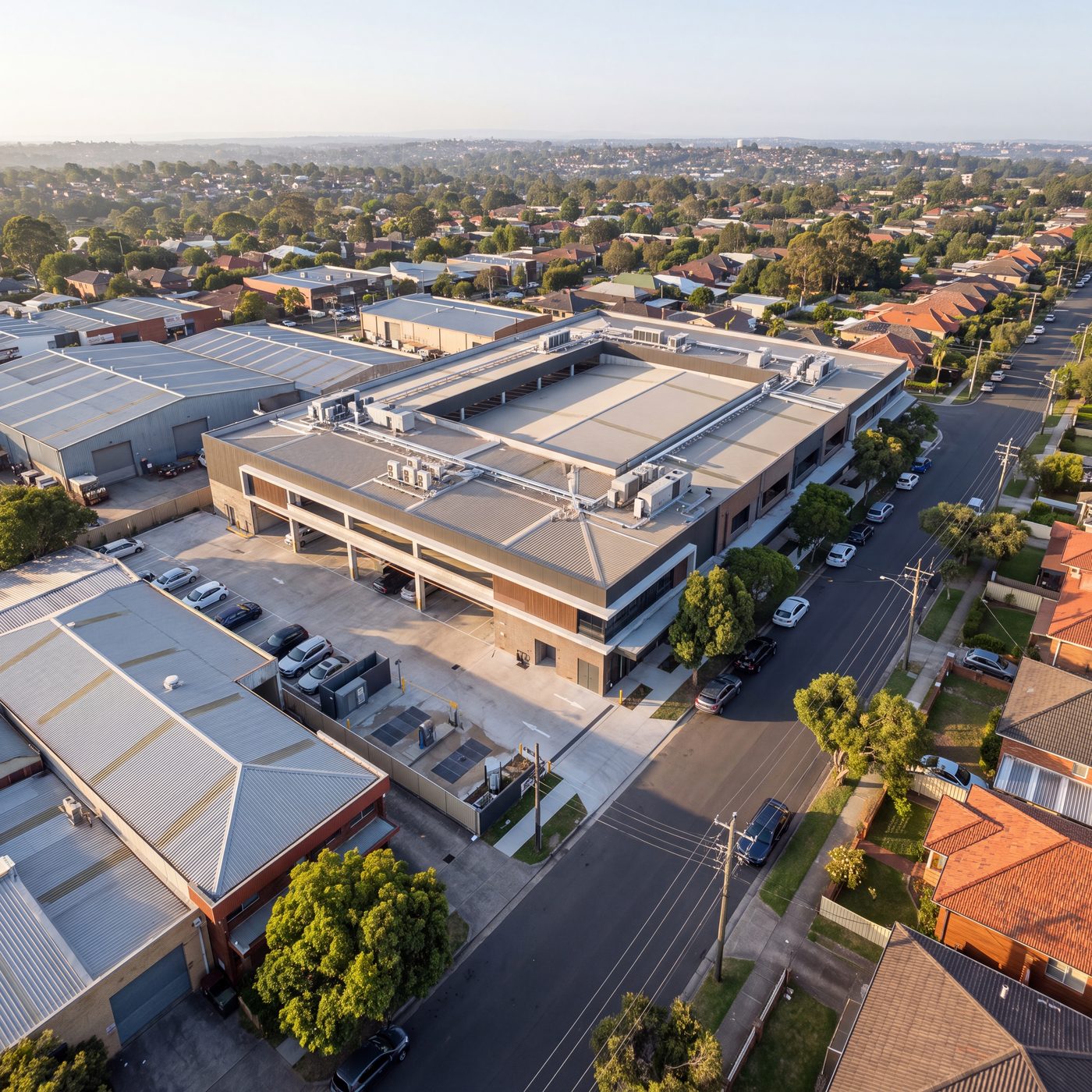 Aerial view of the completed development