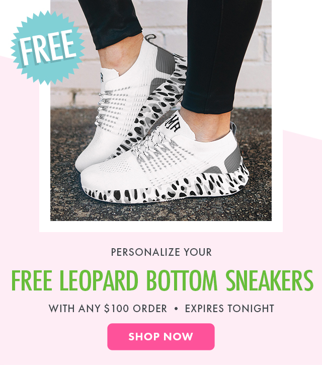 Claim your FREE White Leopard Bottom Sneakers!