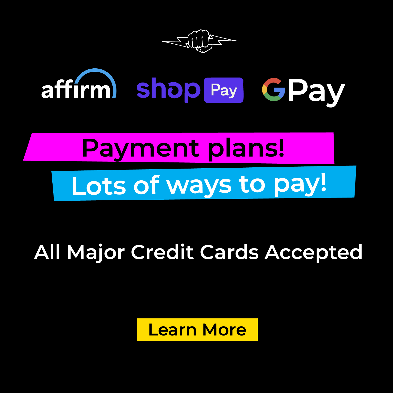 zooz bikes has lots of ways to pay!