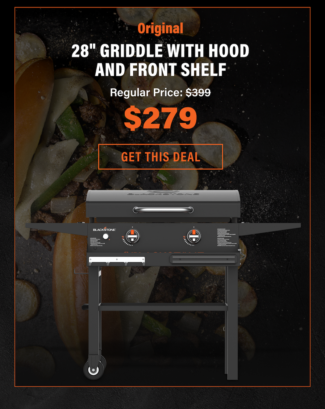 28" Griddle With Hood and Front Shelf