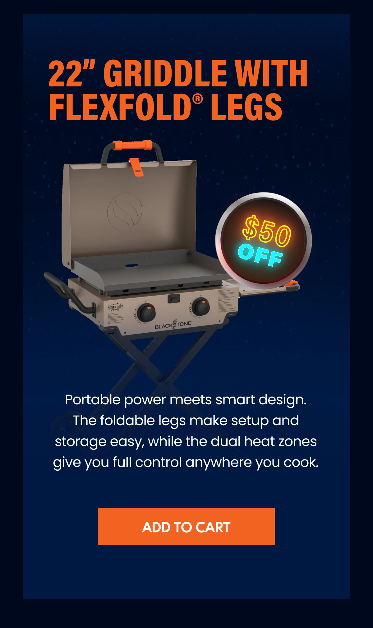 22" Griddle With Flexfold Legs